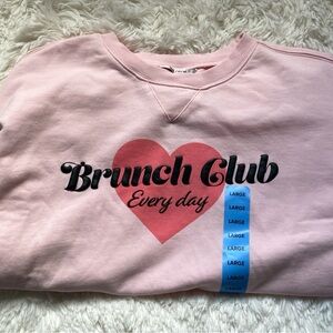 Wildfox Brunch Club Everyday Pink Sweatshirt Large
